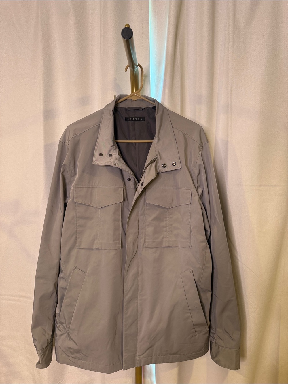 Theory Men's Gray Military-Style Field Jacket Utility XL